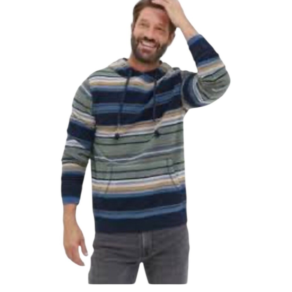 Fat Face Striped Knit Sweater in Blue, Green & Yellow Accents
